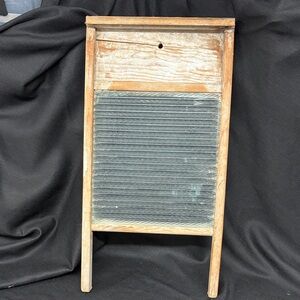 Vintage Wooden Washboard with glass washboard.
